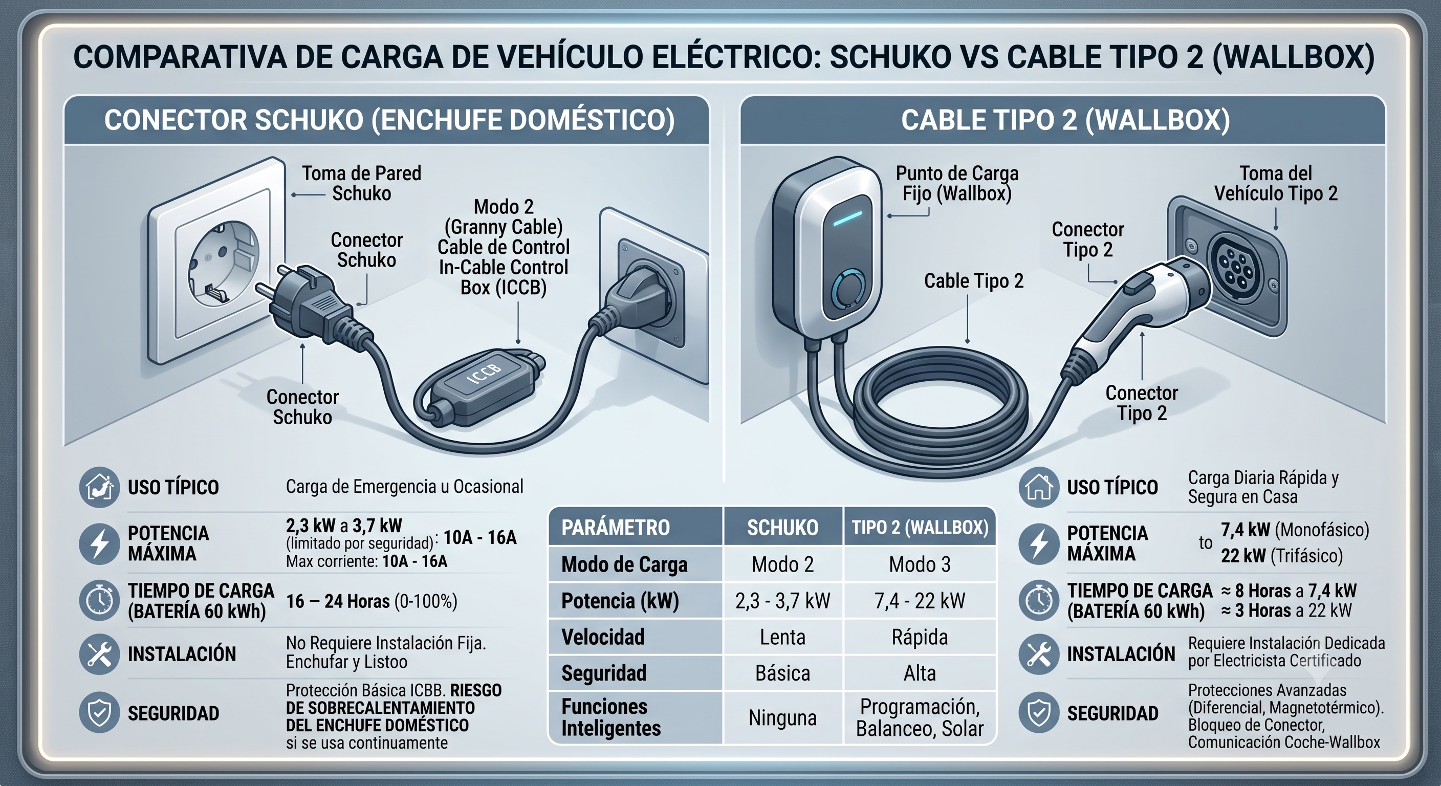conector schuko y wallbox