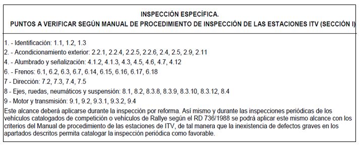 Puntos revisión ITV Reformas