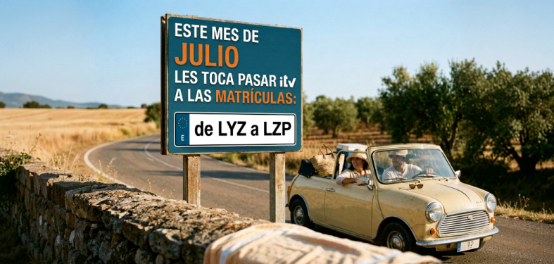 Matriculas que cad en junlio 2026 en cartel con coche