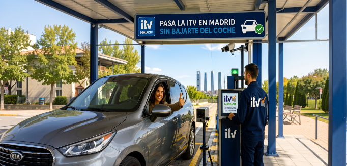 estacion con coche pasando ITV  sin bajarse