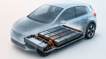 imagen futurista de coche con batería de vehículos eléctricos